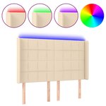 vidaXL Tête de lit à LED Crème 147x16x118/128 cm Tissu