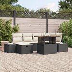 vidaXL Ensemble de Canapé de Jardin de 7 Pièces avec Coussins Noir Poly Rattan
