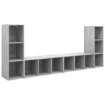 vidaXL Meubles TV 4 Pièces Gris béton 107x35x37 cm Aggloméré