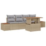 Ensemble de Canapé de Jardin 5 pièces avec Coussins Beige Poly Rattan