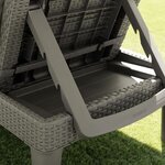 Bain de soleil avec coussin coloris gris foncé - imitation rotin tressé - ALLIBERT by KETER - 4 positions - JAIPUR