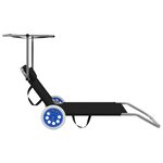 vidaXL Chaise longue pliable avec auvent et roues Acier Noir