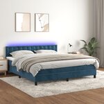 vidaXL Sommier à lattes de lit matelas et LED Bleu foncé 160x200 cm
