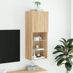 vidaXL Meuble TV avec lumières LED chêne sonoma 40 5x30x102 cm
