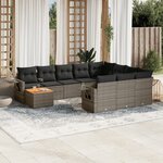 vidaXL Salon de jardin 11 Pièces avec coussins gris résine tressée