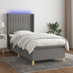 vidaXL Sommier à lattes de lit matelas LED Gris foncé 80x200cm Tissu