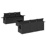 vidaXL Salon de jardin 7 Pièces avec coussins noir résine tressée