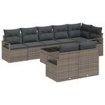 vidaXL Ensemble de Canapés de Jardin de 8 Pièces avec Coussins Noirs en Poly Rotin