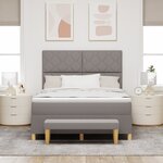 vidaXL Lit à ressorts avec matelas et banquette taupe 160x200 cm en tissu