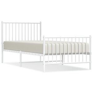 vidaXL Cadre de lit métal avec tête de lit/pied de lit blanc 90x200 cm