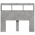 vidaXL Armoire tête de lit avec LED gris béton 120x17x102 cm