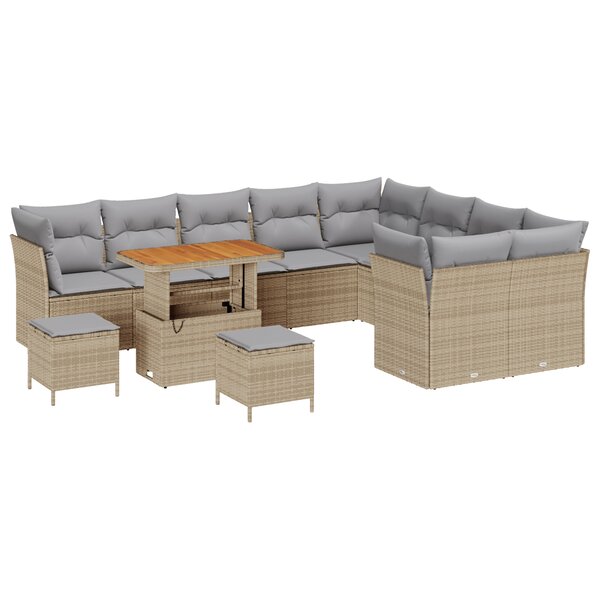 Ensemble de 12 pièces de canapés de jardin avec coussins Beige Rotin Acacia