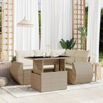 vidaXL Salon de jardin avec coussins 5 Pièces beige résine tressée