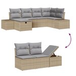 vidaXL Ensemble de canapé de jardin 6 pièces avec coussins Beige Rotin synthétique