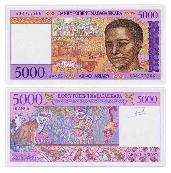 Billet de Collection 5000 Francs / 1000 Ariary 1995 Madagascar - Neuf - P78a