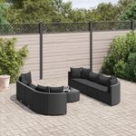 vidaXL Salon de jardin 9 Pièces avec coussins noir résine tressée