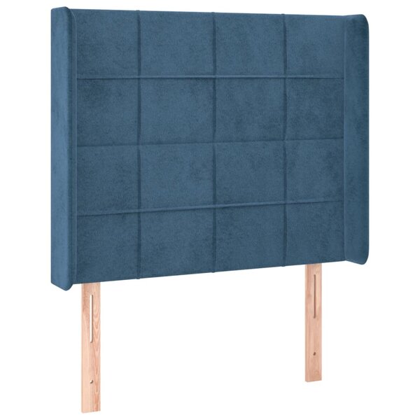 vidaXL Tête de lit avec oreilles Bleu foncé 83x16x118/128 cm Velours