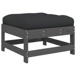 vidaXL Repose-pieds de jardin coussins lot de 2 gris bois pin massif