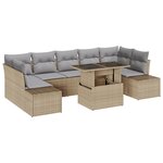 vidaXL Ensemble de canapés de jardin 8 pièces avec coussins Beige Poly rotin