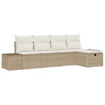 vidaXL Ensemble de canapé de jardin de 5 pièces avec coussins Beige Rotin Synthétique