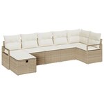 Set de canapé de jardin vidaXL 7 pièces avec coussins beige poly rotin