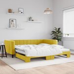 vidaXL Lit de jour avec lit gigogne jaune 100x200 cm velours