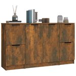 vidaXL Buffets 3 Pièces Chêne fumé Bois d'ingénierie