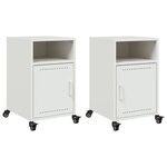 vidaXL Tables de chevet 2 Pièces blanc 36x39x59 cm acier