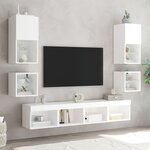 vidaXL Table de chevet murale avec lumières LED blanc