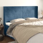 vidaXL Tête de lit avec oreilles Bleu foncé 203x16x118/128 cm Velours