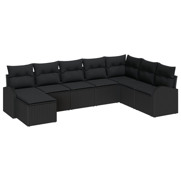 vidaXL Ensemble de canapé de jardin 8 pièces avec coussins noir en rotin synthétique