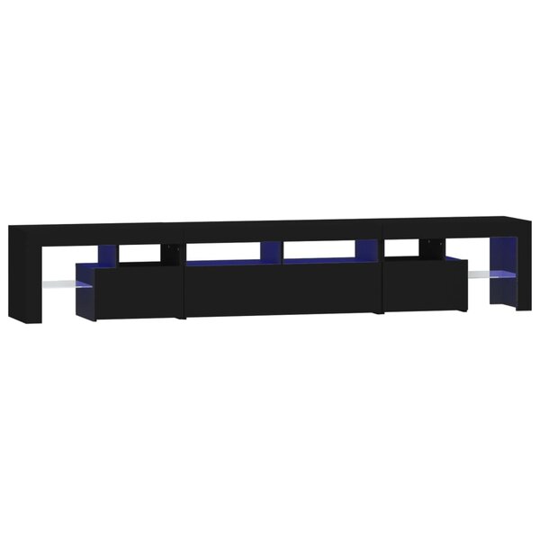 vidaXL Meuble TV avec lumières LED Noir 230x36 5x40 cm