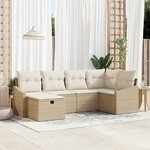 vidaXL Ensemble de Canapés de Jardin 6 Pièces avec Coussins Beige Rotin Synthétique