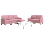 vidaXL Ensemble de canapés 3 Pièces avec coussins Rose Velours