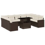 vidaXL Salon de jardin 10 Pièces avec coussins marron résine tressée