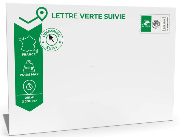 Prêt-à-Poster - Lettre verte suivie - 100g - Format C5 - Enveloppe à l'unité