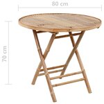 vidaXL Mobilier à dîner d'extérieur pliable 5 Pièces avec coussins bambou