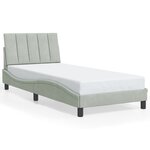 vidaXL Cadre de lit avec LED sans matelas gris clair 90x200 cm velours