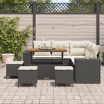 vidaXL Ensemble de Canapé de Jardin 9 Pièces avec Coussins Rattan Poly Noir Acacia
