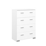 Chambre complète BOSTON : Lit adulte 140 x 190 + Commode + 2 Chevets - blanc