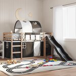 vidaXL Lit superposé sans matelas avec toboggan blanc noir 90x190 cm