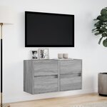 vidaXL Meubles TV muraux et lumières LED 2 Pièces sonoma gris 41x31x45 cm