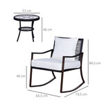 Outsunny Ensemble de jardin 3 pièces style cosy 2 fauteuils à bascule avec coussins assise dossier + table basse résine tressée brun crème