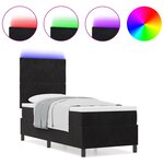 Lit à ressorts vidaXL avec matelas et LED Noir 80x200 cm Velours