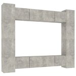 vidaXL Ensemble de meubles TV 8 Pièces Gris béton Bois d'ingénierie