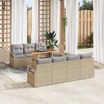 Canapés de Jardin 8 Pièces avec Coussins Beige Poly Rattan