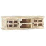 vidaXL Meuble TV Blanc 130x30x36 cm Bois massif de manguier