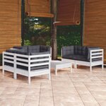 vidaXL Salon de jardin 7 Pièces avec coussins bois de pin massif