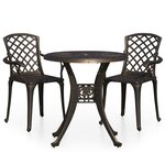 Ensemble de bistro jardin meuble extérieur terrasse 3 pièces aluminium coulé bronze 02_0013507