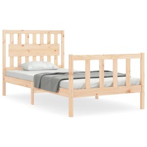 vidaXL Cadre de lit et tête de lit 100x200 cm bois massif